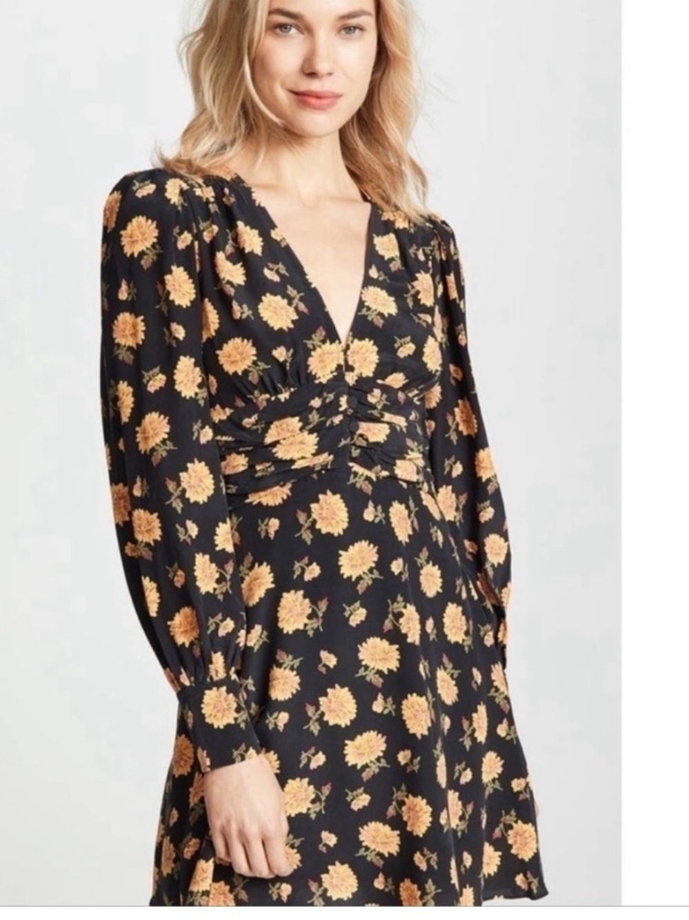 Veronica Beard Marion Blouson Floral 100% Silk Dress Silk crepe Shirred waist - Picture 13 of 15